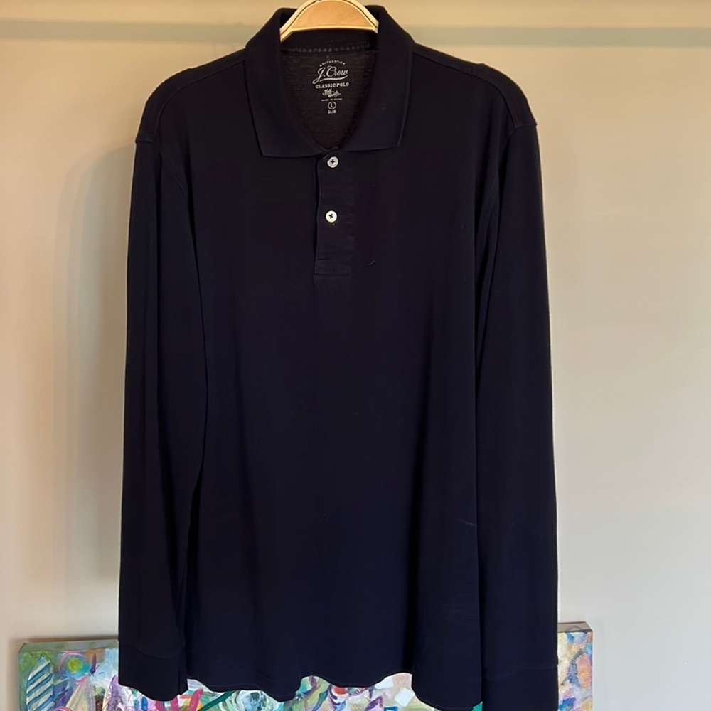 J crew classic polo long sleeve size large